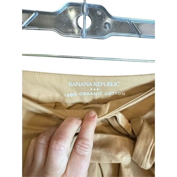 Banana Republic tan High Rise Wide Leg Organic Cotton Cropped Ankle Pants Sz.12 - Picture 5 of 8